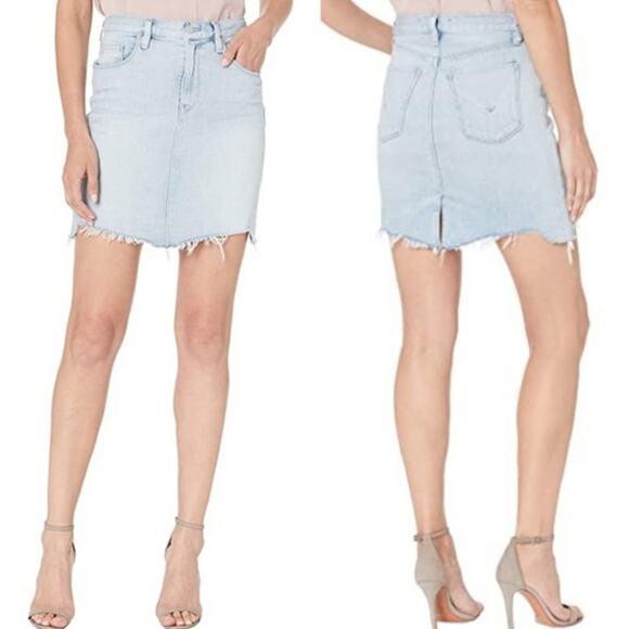 Hudson lulu denim jean pencil skirt raw hem light wash NWT - Picture 3 of 10
